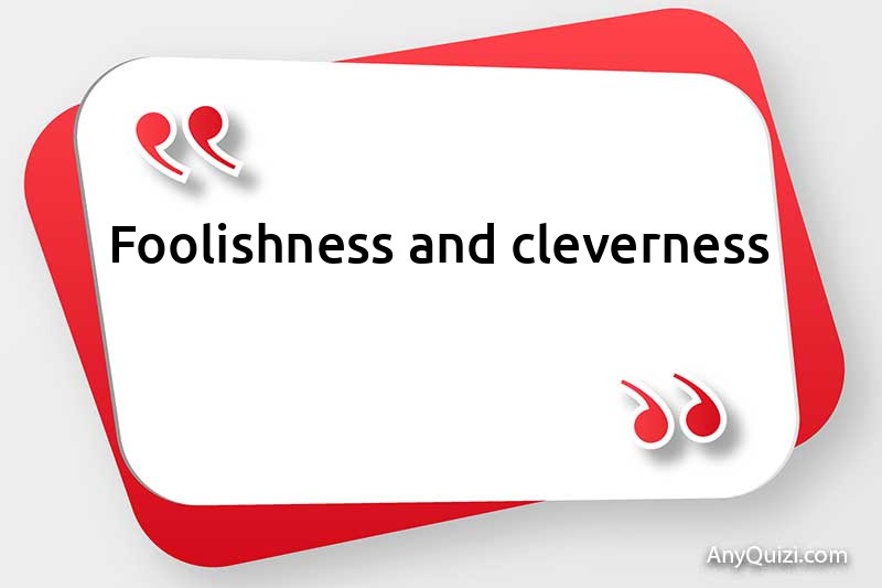  Foolishness and cleverness